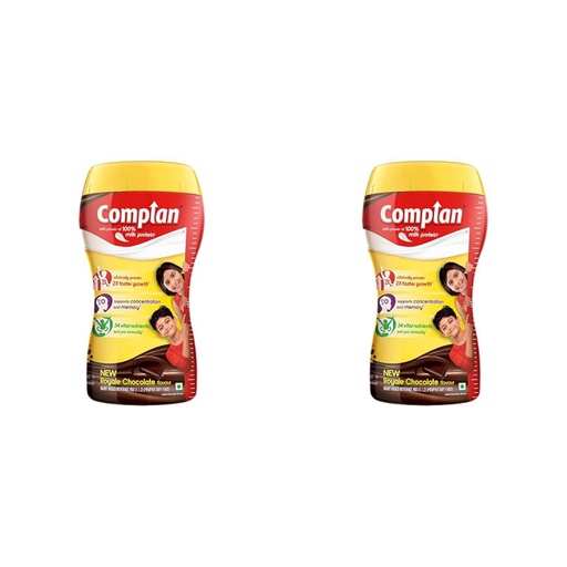 [BRSRAZAQCMDQOYLB] Complan Nutrition Drink Powder for Children, Royale Chocolate Flavour, 500 g Jar | Nutrition drink for kids with protein & 34 vital nutrients (Pack of 2)