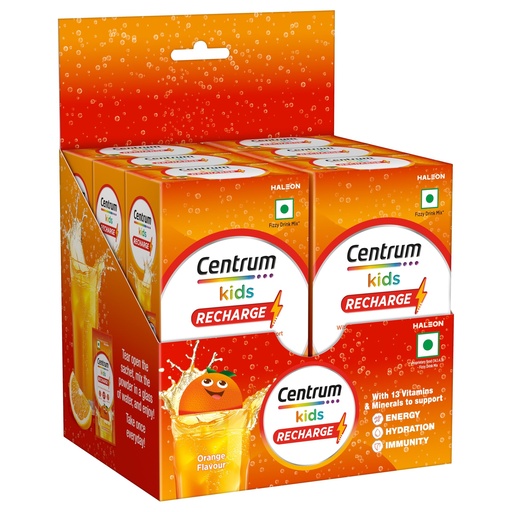 [BRSREFL6CQFBGF3B] Centrum Kids Recharge: Tasty Fizzy Drink Mix for Energy, Immunity, Hydration - Anytime, Anywhere!! - ORANGE FLAVOUR - Pack of 36 sachets