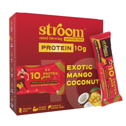 [BRSRYY3YDF5GOCYV] STROOM Protein Bar Pack | Exotic Mango Coconut | 10g Protein Bar | 6 Bars
