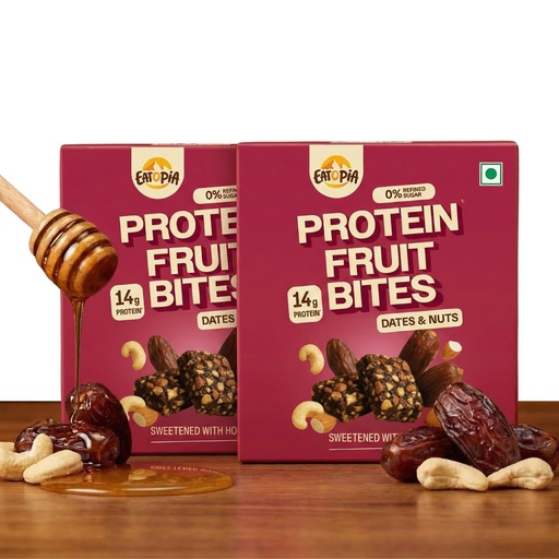 [BRSROHQDA55QGE3V] Eatopia Dates & Nuts Protein Fruit Bites, 14g Protein, Pack of 2 (200g)