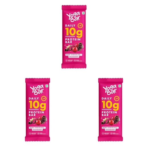 [BRSRYZAOBZ5AK3T4] Yoga Bar Protein Bar - Dark Chocolate Cranberry 50 gm Bar (Pack of 3)