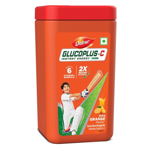 [BRSWKZIABQIG22L2] Dabur Glucoplus C Instant Powder Energy Glucose (Orange Flavour) - 400gm | Replenishes Energy with 6 Added Vitamins and Minerals | Vitamin C and Zinc Helps Boost Immunity | Calcium, Phosphorus and Vitamin K Support Bone Health
