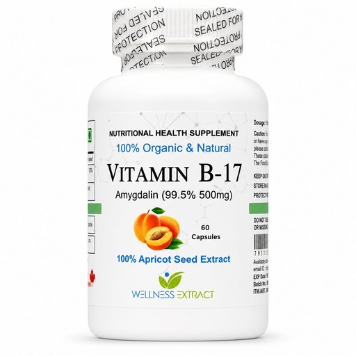 [BRSROEIFOJ5Q4F3G] Asterveda Vitamin B17 Amygdalin Capsules, 99.5% Amygdalin from Apricot Kernel Extract, Vegetarian Formula, 60 Capsules