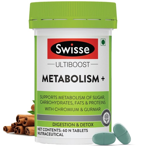 [BRSWYFIQBZ4B6A3P] Swisse Metabolism+ With Chromium For Weight Management - Supports Digestion, Detox and Healthy Blood Sugar Levels - 60 Tablets