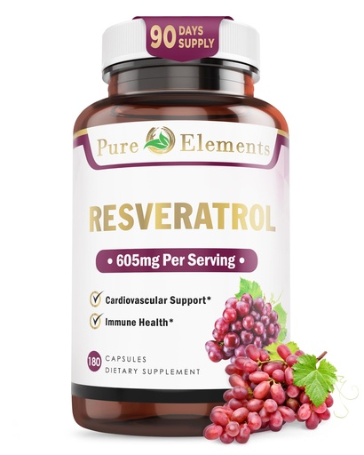 [BRSW2BIRAB6QAD3O] Pure O Elements Resveratrol 1450mg Extra Strength Formula to Promote Better Skin and Immunity with Green Tea, Grape Seed Ext,Red Wine Extract and Others 90 Days Supply
