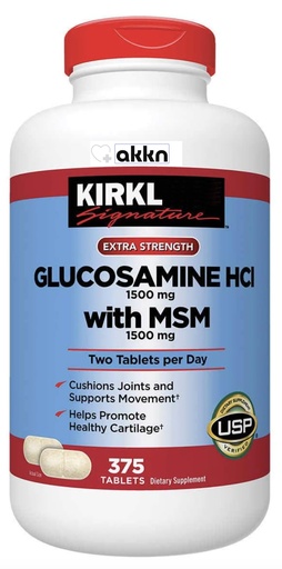 [BRSRGAQPAQCR4HY6] AKKN K.irkland Glucosamine HCI With MSM, 375 Tab