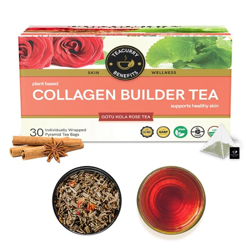 [BRSRMFIFBAHQOG32] TEACURRY Collagen Builder Tea (1 Month Pack | 30 Tea Bags) - For Skin, Hair, Nails (With Vitamin C, Biotin)