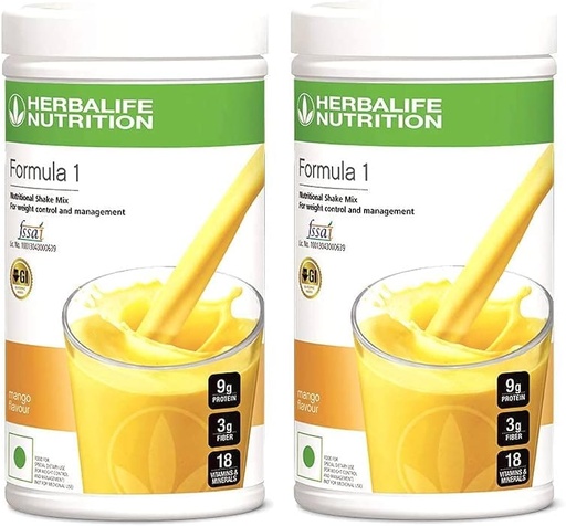 [BRSRMAQOBUMRQCTG] Herbalife Formula 1 Nutritional Shake Mix – Mango Flavour | 500g Each (Pack of 2)