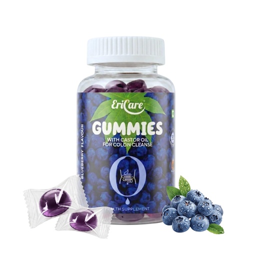 [BRSRAYYHOANRMADZ] Castor Oil Colon Cleanse Gummies | Relieves Constipation, Gas & Bloating | Supports Gut Health, Digestion & Natural Bowel Movement | Blueberry Flavour | For Men & Women | 30 Gummies