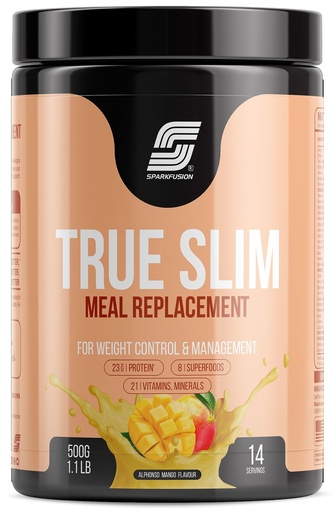 [BRSROFL5AEGWCC3V] Sparkfusion True Slim Protein Powder Meal Replacement Shake | For Weight Control And Management | 23 gm Protein With 8 Ayurvedic Superfood | Sugar Free | For Men and Women (Alphonso Mango, 500 g)