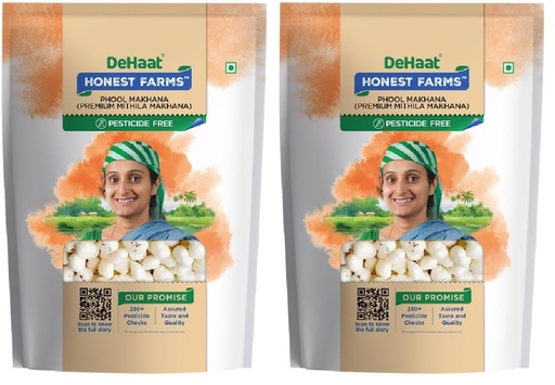 [BRSRYZY3OQPGEYD2] DeHaat Honest Farms Pesticide Free Makhana (Premium Mithila Makhana) 200 GM (Pack of 2)