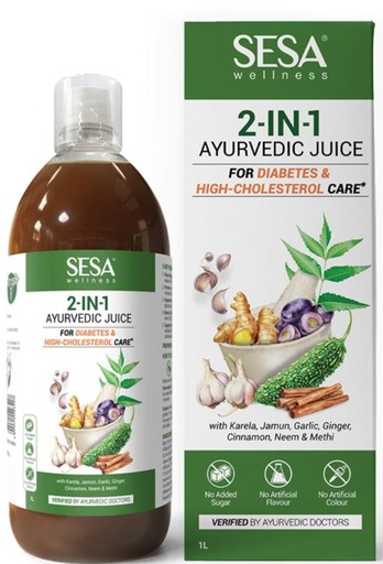 [BRSREHAFAV4BMFAZ] Sesa 2-in-1 Ayurvedic Juice – 1L | Supports Healthy Cholesterol & Blood Sugar Levels | With Karela, Jamun, Garlic & Cinnamon | No Added Sugar