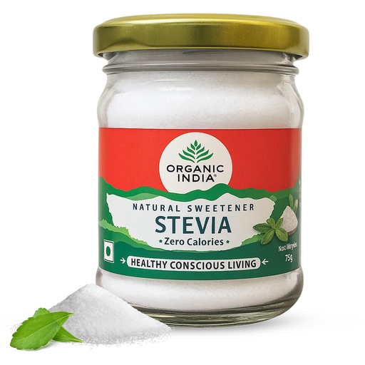 [BRSRMZLYBMPQACQY] A TATA Product – Organic India Stevia Powder – 75g | Plant-Based Natural Sweetener | Zero Calories | Sugar-Free | Low Glycemic Index