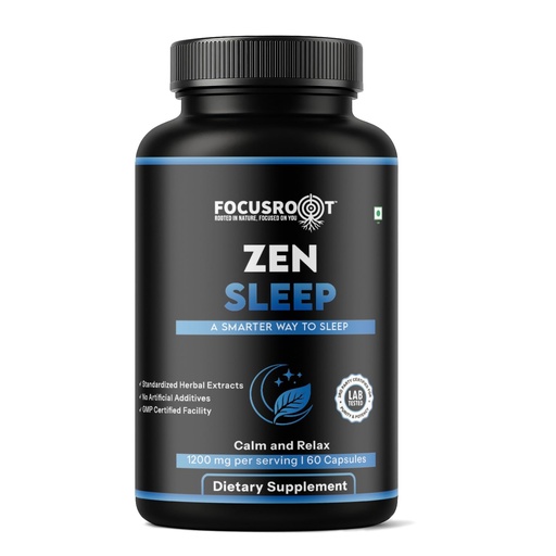 [BRSRGCTYCUPGMDT2] Zen Sleep – Natural Sleep Support Supplement | With Valerian, Ashwagandha, Lemon Balm, Passion Flower & Chamomile | L-Theanine & Magnesium | 60 Veg Capsules | Non-Habit Forming | GMP | 3rd Party Tested