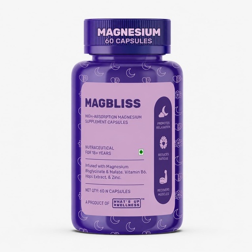[BRSREFI7OQCBOCI2] What’s Up Wellness MagBliss Magnesium Supplement| Magnesium Glycinate,Malate, Zinc & B6| Sleep, Cramps, Recovery, Nerve & Muscle Function| Men & Women| High Absorption & Clinically Proven| 60 Capsules