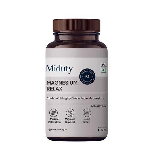 [BRSRGAI6BAOQO2DJ] Miduty Chelated Magnesium Bisglycinate (Glycinate) | 1500mg Supplement for Sleep, Stress Relief, Muscle Recovery & Muscle Cramps | 300mg Elemental Magnesium | High Absorption with Vitamin B6 | 60 Veg Capsules