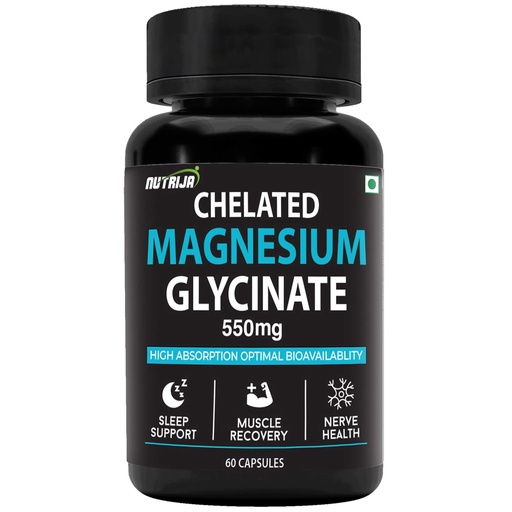 [BRSRABAZCQAREFL6] NutriJa Magnesium Glycinate 550mg | 121mg Elemental Magnesium | Chelated Magnesium Supplement for Sleep, Relaxation, Muscle & Nerve Support | 60 Vegetarian Capsules