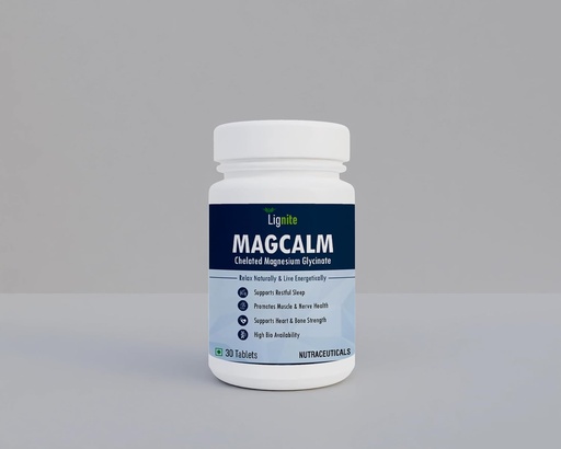 [BRSRGBQEBN6QEDT6] MagCalm Chelated Magnesium Glycinate Tablets | 220mg High Bioavailability | Supports Muscle, Nerve, Heart & Bone Health | Promotes Relaxation & Restful Sleep | 30 Tablets