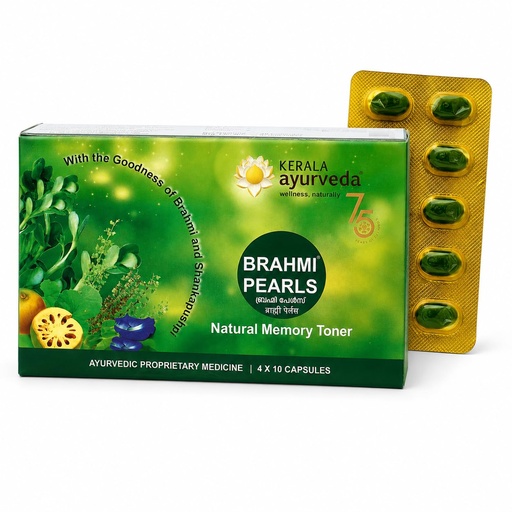 [BRSWGGQTCF5ROEI6] KERALA ayurveda Brahmi Pearls with Ghee & Shankpushpi for Memory 40 Caps