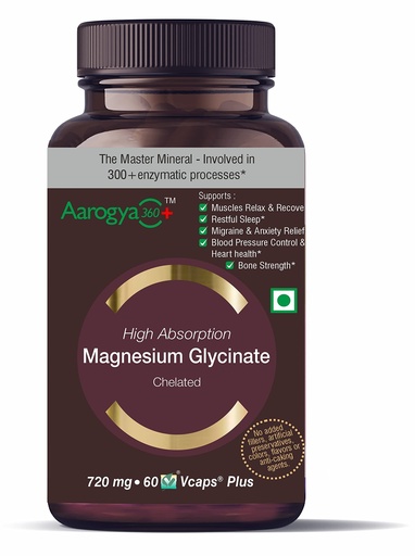[BRSW2CTYBV7BSCT4] Magnesium Glycinate + Vitamin B6 | 720 mg | High Absorption | Supplement to Support Stress Relief, Sleep, Heart Health, Nerves, Muscles, and Metabolism | 60 Capsules