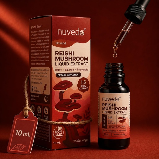 [BRSRY2QKBAGR4DLO] Nuvedo Reishi Mushroom Liquid Extract | 10 mL | 1:5 Dual Extract