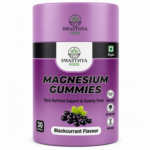 [BRSRY234OF5W2C34] SWASTHYA AATA Magnesium Glycinate Gummies Sugar Free Vegan & Gelatin Free Chewable Magnesium Supplement For Adults Rich In Muscle Relaxation Support Bedtime Relaxation Blackcurrant Flavour