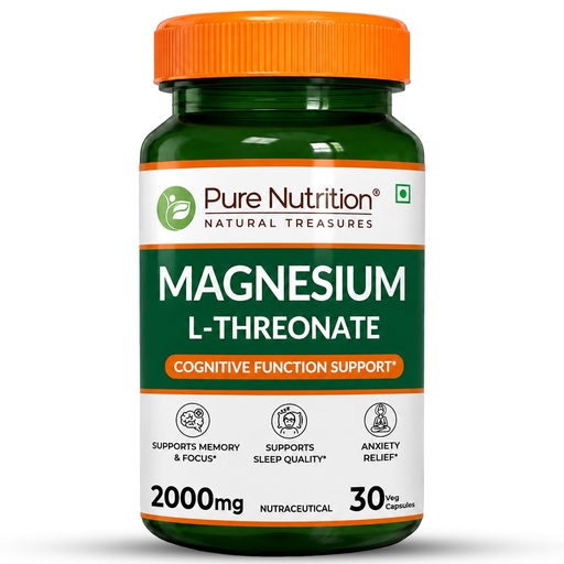 [BRSRAAI6ARYBSEL6] Pure Nutrition Magnesium L Threonate Supplement – 30 Tablets | Magnesium Supplement Suports Relaxation & Better Sleep | Enhances Memory, Cognitive Function & Brain Health