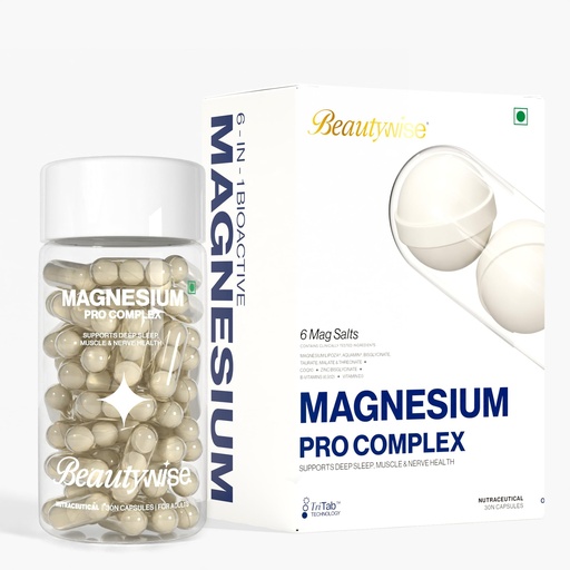 [BRSRGEIEA4DWKYDG] Beautywise TriTab Magnesium Complex | 6-in-1 High-Absorption Magnesium (Aquamin, Lipoza Bisglycinate) 355 mg & Co-Actives | Smart Timed-Release for Sleep, Muscle Recovery & Nerve Health | 30 Capsules