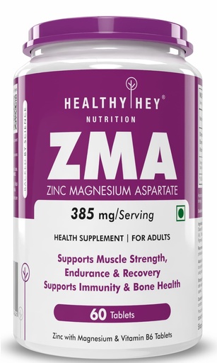 [BRSRE2QLDIBGY2Q4] HealthyHey Nutrition ZMA and Zinc Supplement for Men & Women | Zinc and Magnesium Aspartate Supplements | Zinc tablets May Support Muscle Recovery and Sleep Quality (60 Tablets)