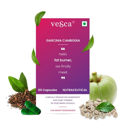[BRSRMCQBPIBQ4CLG] Vesca Garcinia Cambogia for Weight Management with Green Coffee, Green Tea and Grape Seed Extract, Fat Into Energy for Men & Women, Plant Based - 800mg_60 Veg Capsules