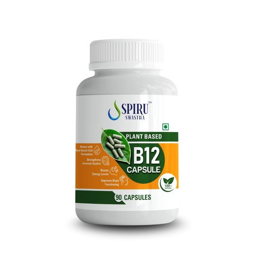 [BRSREAYDBEIAG23K] Plant Based Vitamin B12 Capsules | 500mg | 90 Veg Capsules | 30 Servings | Vegan Daily Nutritional Supplement | Supports Energy Metabolism Brain Health Nervous System Red Blood Cell Formation | Non GMO | Gluten Free (Pack Of 1)