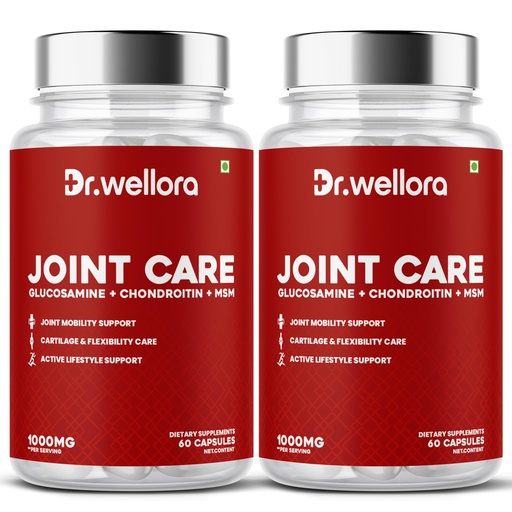 [BRSRYGQEBMCBMCY2] DR WELLORA Joint Care Capsules with Glucosamine, Chondroitin & MSM | Joint Mobility, Cartilage & Flexibility Support | Herbal Joint Health Supplement for Men & Women | 120 Capsules