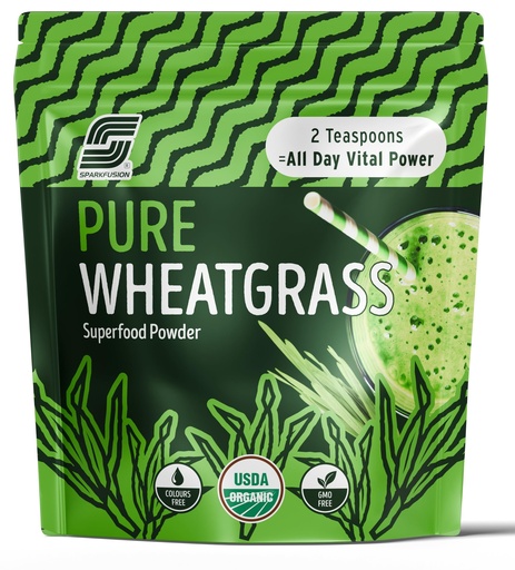 [BRSRACYZAECQIHI2] Sparkfusion Wheatgrass Powder 200 g | Organic Green Superfood & Wheat Grass Juice Powder for Immunity | Detox, Digestion, Energy & Healthy Hair | Natural Antioxidant Supplement for Men & Women