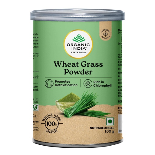 [BRSWGZQHPJYAIEY3] A TATA Product - Organic India Wheat Grass - 100g, Supports Immunity & Boosts Stamina, Rich in Natural Antioxidants, Vitamins & Minerals, For Detox, Overall Well-Being, GMP & NPOP Certified Organic