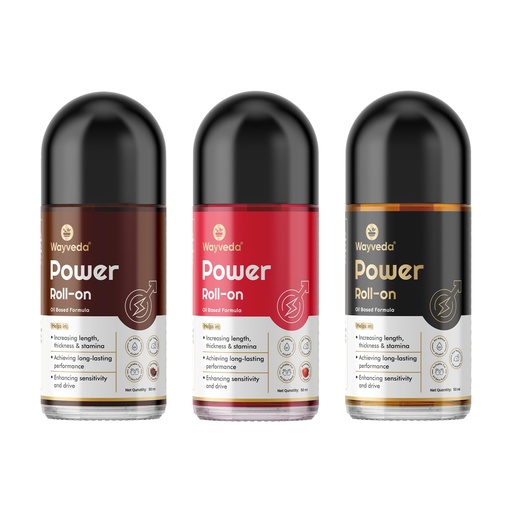 [BRSRGHDRAB5R6F3F] Power Roll-On Trio for Men | Strawberry, Classic & Chocolate | Ayurvedic Oil-Based Formula with Ashwagandha & Shilajit | Supports Strength, Vitality & Confidence | 3 x 50ml