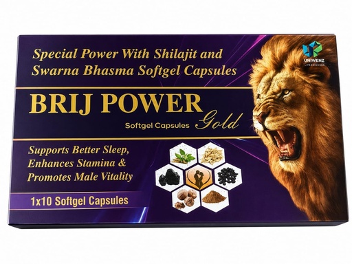 [BRSRY2YBCEDWY23Z] Brij Power Gold Softgel Capsules with Shilajit | 10 Caps | for Vitality, Endurance and Stamina In Men