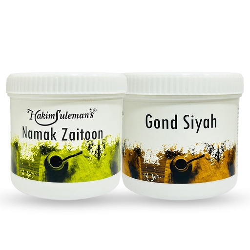 [BRSRYYD7BB6R6HQZ] Hakim Suleman's Namak Zaitoon and Gond Siyah Raw Combo Pack | Herbal Wellness Duo | Daily Use Value Combo