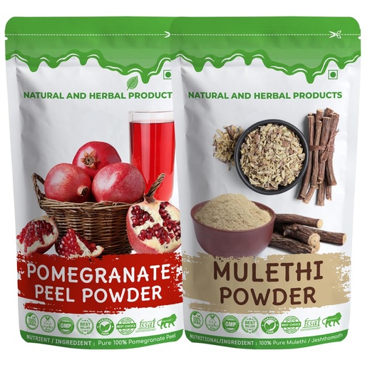 [BRSRAHY2DJ7W2C3K] Mulethi Pomegranate Juice Powder | Liquorice Root Sticks | Yashtimadhu Powder Organic | Hair Growth | Drink | Eating | Skin Care | Face Mask | Skin Brightening | Weight Loss - 100 Gram(Pack Of 2)