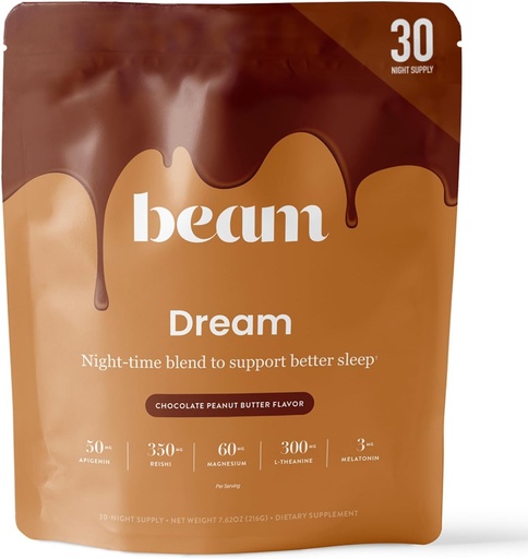 [BRSROZQPDJ6GC2TX] Beam Dream Sleep Powder, L-Theanine, Apigenin, Reishi y Magnesium, Third Party Tested Natural Sleep Aid &amp; Sleep Supplement for Deep Sleep, Relax and Recovery, Natural Sleep Support, 30 Servings