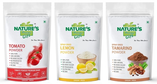[BRSW2HAKOYGR62QU] NATURE'S Precious Gift - Tomato Powder, Lemon Powder & Tamarind Powder (Imali Powder) | Spray-Dried | Ready to Use - 100 GM Each (Super Saver Combo Pack)