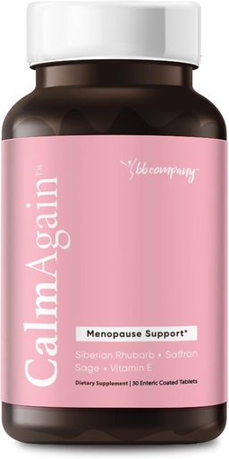 [BRSRAFL4AEIAG3Y6] BB Company CalmAgain for Menopause Anxiousness, Mood Balance for Women | Stay Calm, Lower Cortisol, Fewer Mood Swings | Siberian Rhubarb, Sage, Saffron | Menopause Relief | 30 Ct