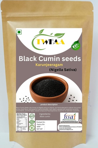 [BRSROC3RB54AIHT5] TWFAA Black Cumin Seeds(RAW) /Karunjeeragam/கருஞ்சீரகம்/Kalonji Seeds I Black Jeera | Kala Jeera/nigella seeds/karutta jeeragam/nalupu jeeragara/karuppu jirige/Nigella sativa (1 kg)