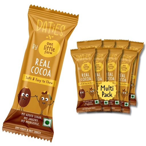 [BRSRGBIECJ7GYCQ2] Daties by One Little Farm - Real Cocoa Date Bites | Made with Dates, Cashew & Almond | Clean-Label Healthy Kids Snack | Soft and Easy to Chew | No Added Sugar or Jaggery | 20g Each (Pack of 8)