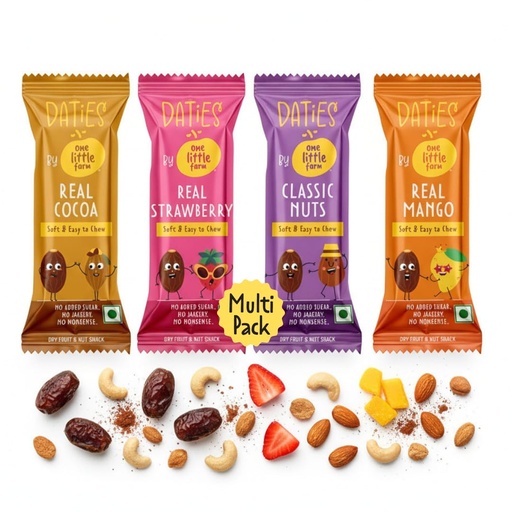 [BRSRGCYHB56AMA3H] Daties by One Little Farm - Combo Pack Date Bites | Made with Dates, Cashew & Almond | Clean-Label Healthy Snack for Little Ones | Soft and Easy to Chew | No Added Sugar or Jaggery | 20g Each (Pack of 16)