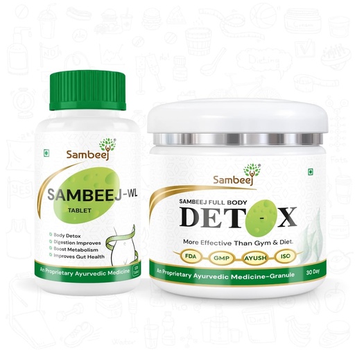 [BRSRYYAYPIBWAHTJ] Full Body Detox Combo for Weight Management | Detox Granules + J-WL Tablets | Ayurvedic Detox & Metabolism Support | Helps Improve Digestion & Gut Health | 30 Day Wellness Pack