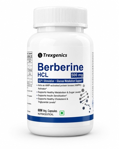 [BRSRABQPO57WAA36] Trexgenics BERBERINE HCL 500 mg PURE, NATURAL & AUTHENTIC from BERBERIS ARISTATA Glucose Metabolism, Insulin Sensitization, Pancreatic Health Support (60 Veg Capsules) (Pack of 1)
