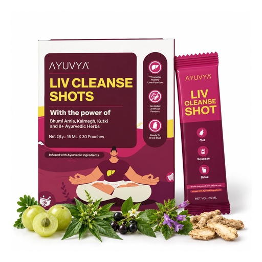 [BRSRYFIYCEGWEC3P] Ayuvya Liv Cleanse Shots for Liver Detox & Fatty Liver Support | With Milk Thistle, Bhumi Amla, Kalmegh & Katuki | 11 Ayurvedic Herbs | Supports Liver Function, Digestion & Energy