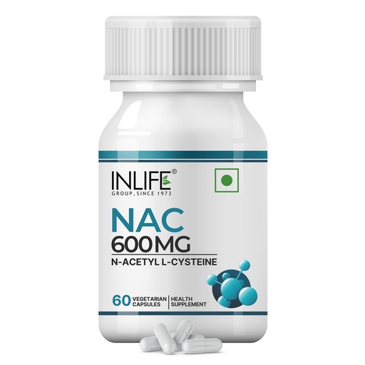 [BRSRA2Y5ABYAKD3L] INLIFE NAC Supplement 600mg, N-Acetyl Cysteine, 60 Veg Capsules