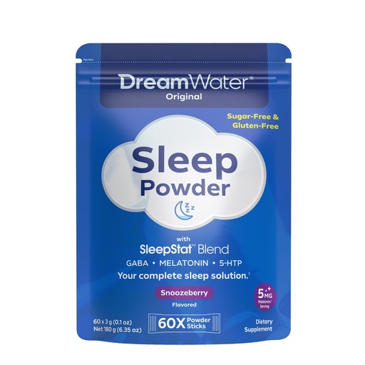 [BRSW2BIDBYMAM33V] Dream Water Sleep Aid, Powder; GABA, MELATONIN, 5-HTP, Snoozeberry, 60 Count