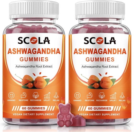 [BRSRAHDYOIPGG3DZ] Ashwagandha Gummies, Calm Gummies with Ashwagandha Root Extract Vitamin D Zinc, Ashwagandha Supplement for Sleep Stress Balance, Vegan, Non-GMO, Gluten-Free, 120 Count